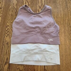 RYKA Size‎ M 2 PACK Sports Bra Adjustable Straps Lavender & White Full Coverage